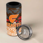 GWS Giants ANZAC Day 4 in 1 Can Cooler Tumbler Indigenous Dot Art with Poppy Flower Tribute