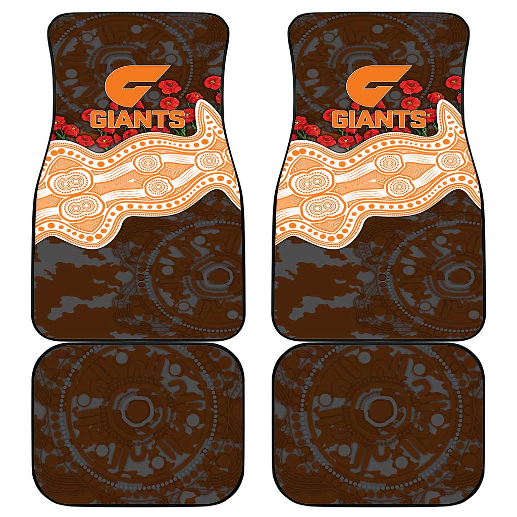 GWS Giants ANZAC Day Car Mats Indigenous Dot Art with Poppy Flower Tribute