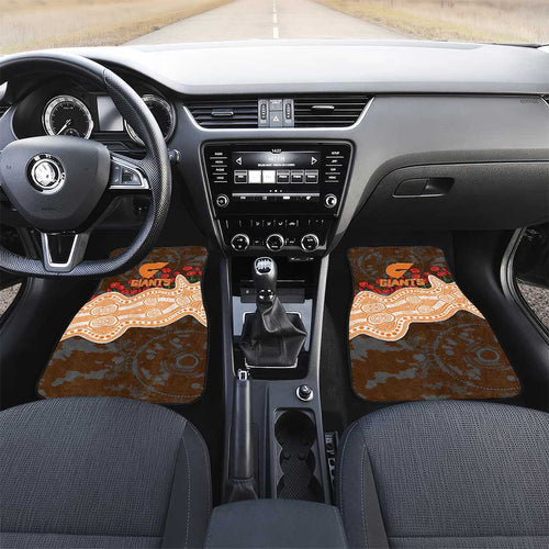 GWS Giants ANZAC Day Car Mats Indigenous Dot Art with Poppy Flower Tribute