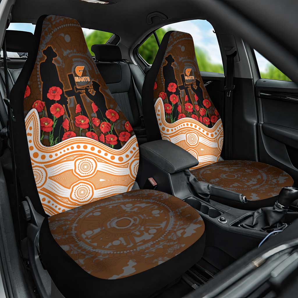 GWS Giants ANZAC Day Car Seat Cover Indigenous Dot Art with Poppy Flower Tribute