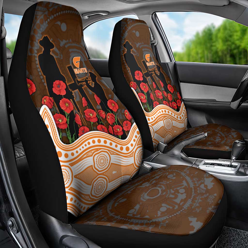 GWS Giants ANZAC Day Car Seat Cover Indigenous Dot Art with Poppy Flower Tribute