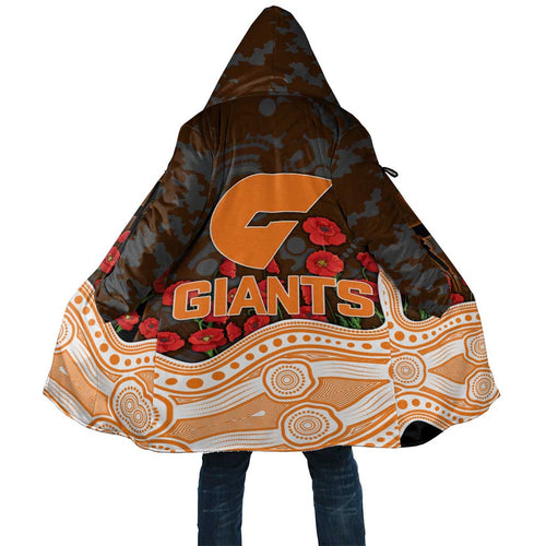 GWS Giants ANZAC Day Cloak Indigenous Dot Art with Poppy Flower Tribute