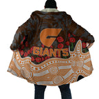 GWS Giants ANZAC Day Cloak Indigenous Dot Art with Poppy Flower Tribute