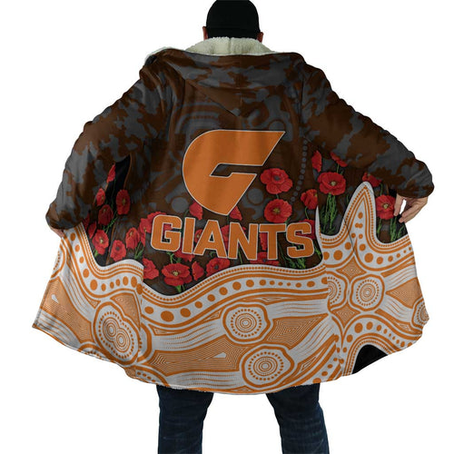 GWS Giants ANZAC Day Cloak Indigenous Dot Art with Poppy Flower Tribute