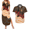 GWS Giants ANZAC Day Couples Matching Summer Maxi Dress and Hawaiian Shirt Indigenous Dot Art with Poppy Flower Tribute