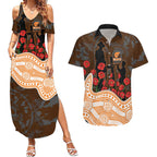 GWS Giants ANZAC Day Couples Matching Summer Maxi Dress and Hawaiian Shirt Indigenous Dot Art with Poppy Flower Tribute