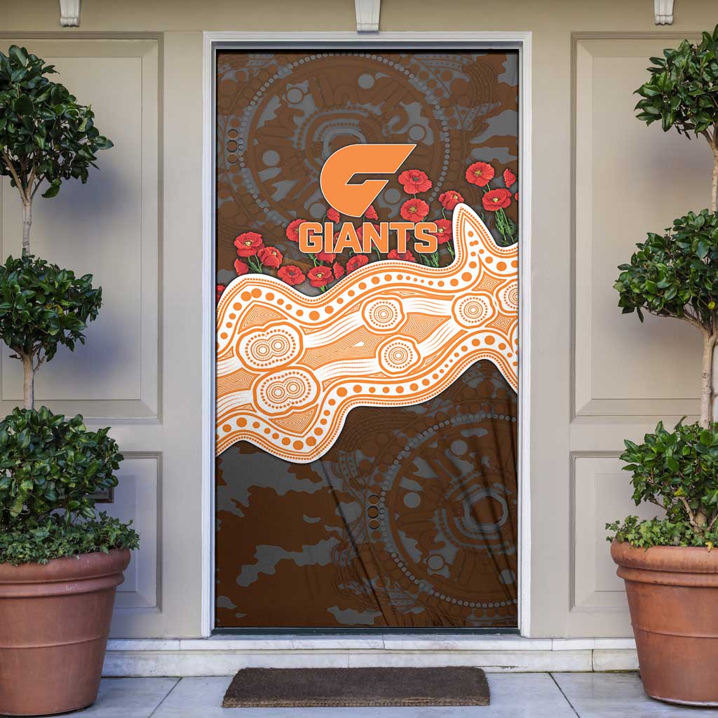 GWS Giants ANZAC Day Door Cover Indigenous Dot Art with Poppy Flower Tribute