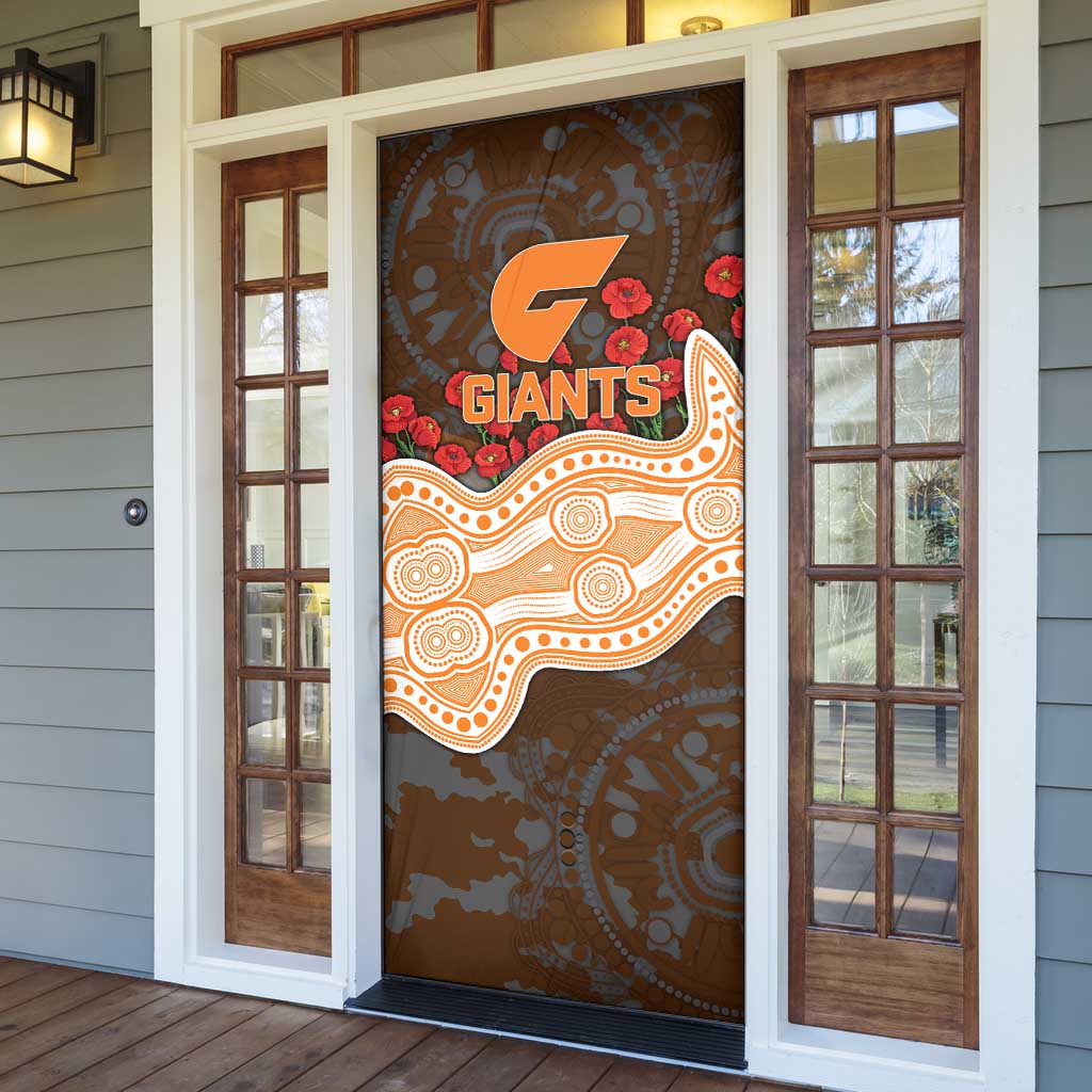 GWS Giants ANZAC Day Door Cover Indigenous Dot Art with Poppy Flower Tribute