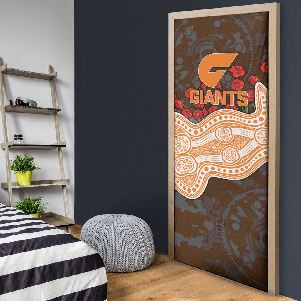 GWS Giants ANZAC Day Door Cover Indigenous Dot Art with Poppy Flower Tribute