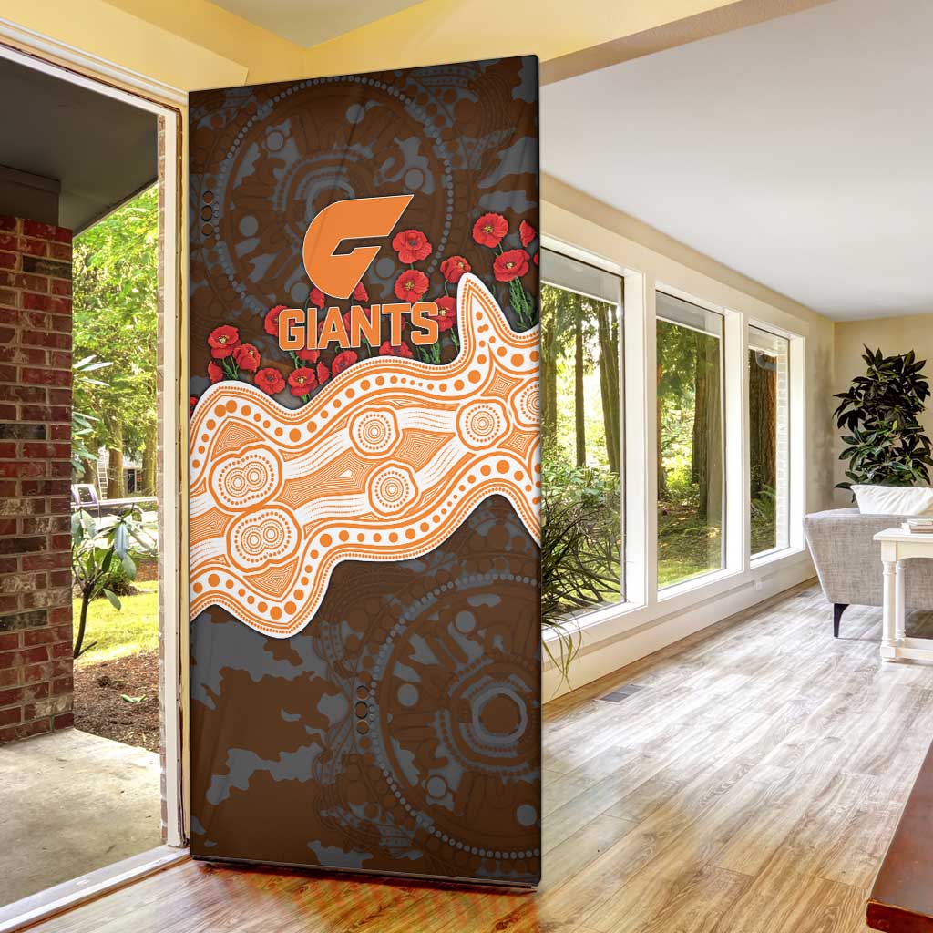 GWS Giants ANZAC Day Door Cover Indigenous Dot Art with Poppy Flower Tribute