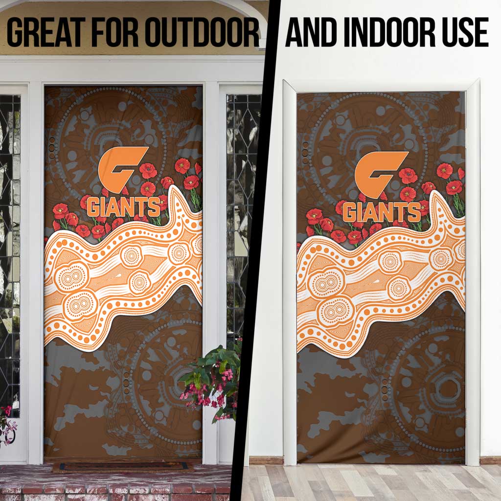 GWS Giants ANZAC Day Door Cover Indigenous Dot Art with Poppy Flower Tribute