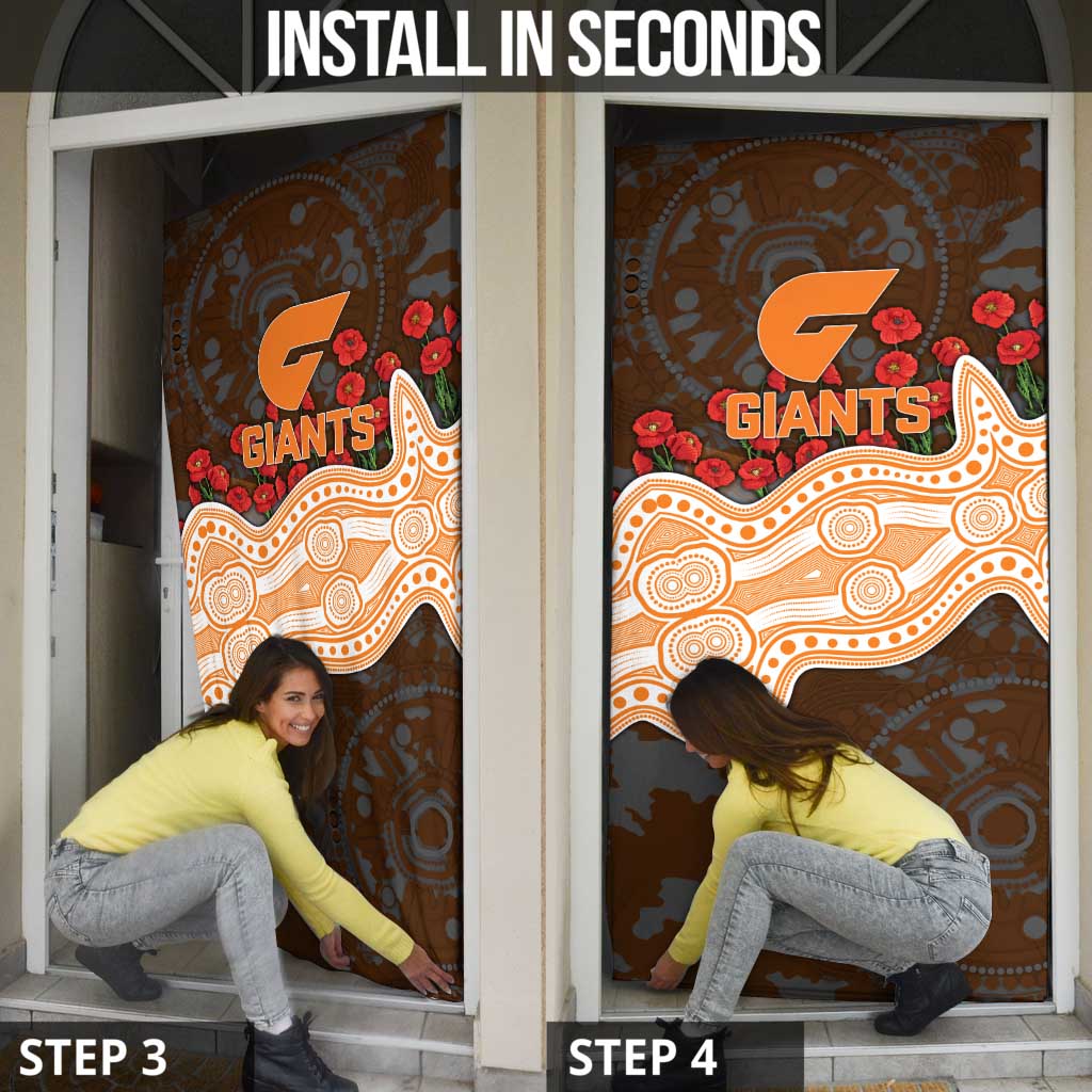 GWS Giants ANZAC Day Door Cover Indigenous Dot Art with Poppy Flower Tribute