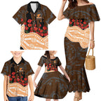 GWS Giants ANZAC Day Family Matching Mermaid Dress and Hawaiian Shirt Indigenous Dot Art with Poppy Flower Tribute
