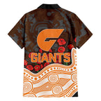 GWS Giants ANZAC Day Family Matching Mermaid Dress and Hawaiian Shirt Indigenous Dot Art with Poppy Flower Tribute
