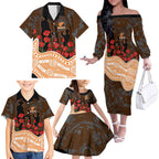 GWS Giants ANZAC Day Family Matching Off The Shoulder Long Sleeve Dress and Hawaiian Shirt Indigenous Dot Art with Poppy Flower Tribute