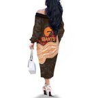 GWS Giants ANZAC Day Family Matching Off The Shoulder Long Sleeve Dress and Hawaiian Shirt Indigenous Dot Art with Poppy Flower Tribute