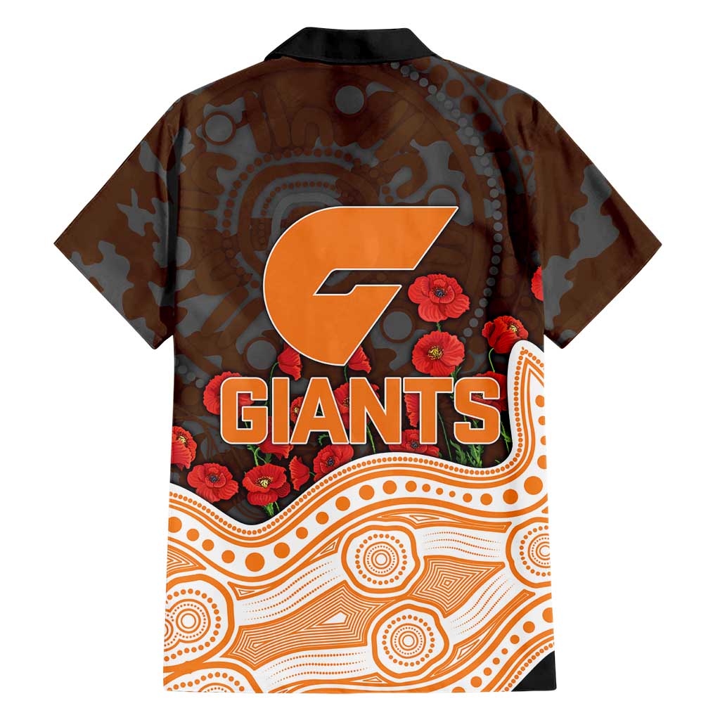 GWS Giants ANZAC Day Family Matching Off Shoulder Maxi Dress and Hawaiian Shirt Indigenous Dot Art with Poppy Flower Tribute