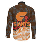 GWS Giants ANZAC Day Family Matching Puletasi and Hawaiian Shirt Indigenous Dot Art with Poppy Flower Tribute