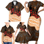 GWS Giants ANZAC Day Family Matching Short Sleeve Bodycon Dress and Hawaiian Shirt Indigenous Dot Art with Poppy Flower Tribute