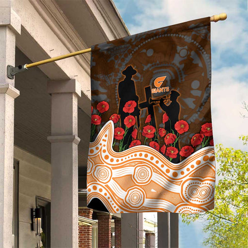 GWS Giants ANZAC Day Garden Flag Indigenous Dot Art with Poppy Flower Tribute