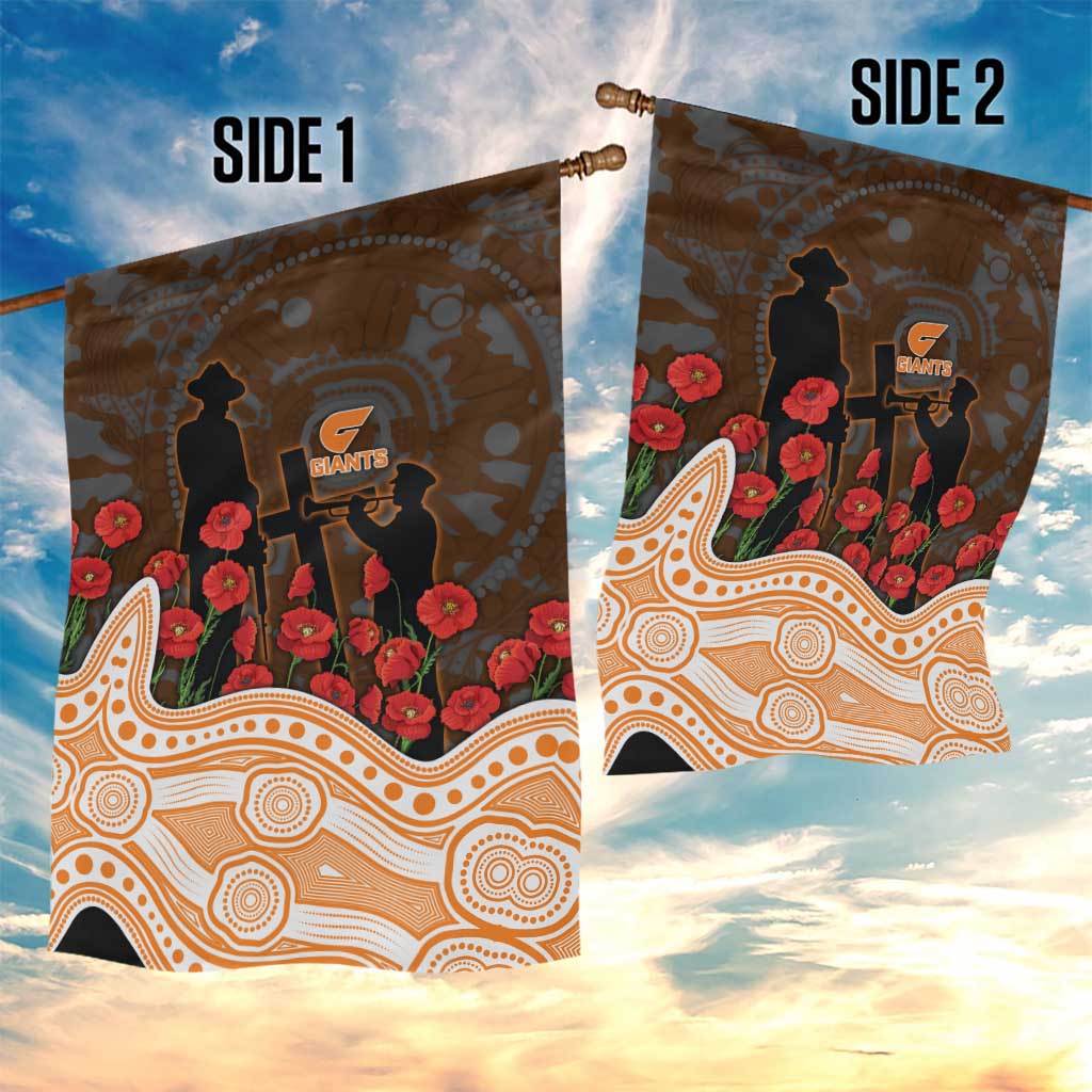 GWS Giants ANZAC Day Garden Flag Indigenous Dot Art with Poppy Flower Tribute