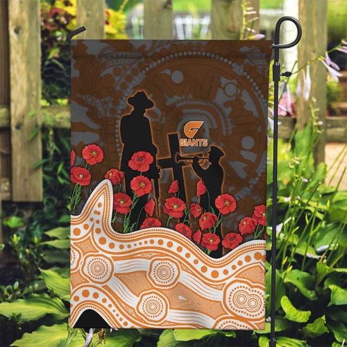 GWS Giants ANZAC Day Garden Flag Indigenous Dot Art with Poppy Flower Tribute