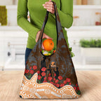 GWS Giants ANZAC Day Grocery Bag Indigenous Dot Art with Poppy Flower Tribute