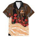 GWS Giants ANZAC Day Hawaiian Shirt Indigenous Dot Art with Poppy Flower Tribute