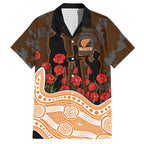 GWS Giants ANZAC Day Hawaiian Shirt Indigenous Dot Art with Poppy Flower Tribute
