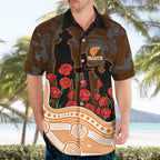 GWS Giants ANZAC Day Hawaiian Shirt Indigenous Dot Art with Poppy Flower Tribute