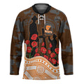 GWS Giants ANZAC Day Hockey Jersey Indigenous Dot Art with Poppy Flower Tribute
