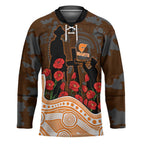 GWS Giants ANZAC Day Hockey Jersey Indigenous Dot Art with Poppy Flower Tribute