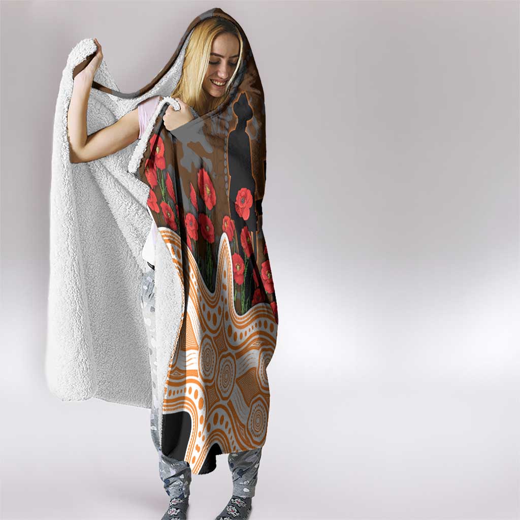 GWS Giants ANZAC Day Hooded Blanket Indigenous Dot Art with Poppy Flower Tribute