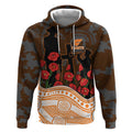 GWS Giants ANZAC Day Hoodie Indigenous Dot Art with Poppy Flower Tribute