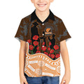 GWS Giants ANZAC Day Kid Hawaiian Shirt Indigenous Dot Art with Poppy Flower Tribute