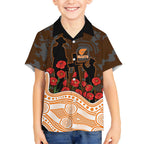 GWS Giants ANZAC Day Kid Hawaiian Shirt Indigenous Dot Art with Poppy Flower Tribute