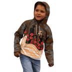 GWS Giants ANZAC Day Kid Hoodie Indigenous Dot Art with Poppy Flower Tribute