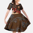 GWS Giants ANZAC Day Kid Short Sleeve Dress Indigenous Dot Art with Poppy Flower Tribute