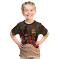 GWS Giants ANZAC Day Kid T Shirt Indigenous Dot Art with Poppy Flower Tribute