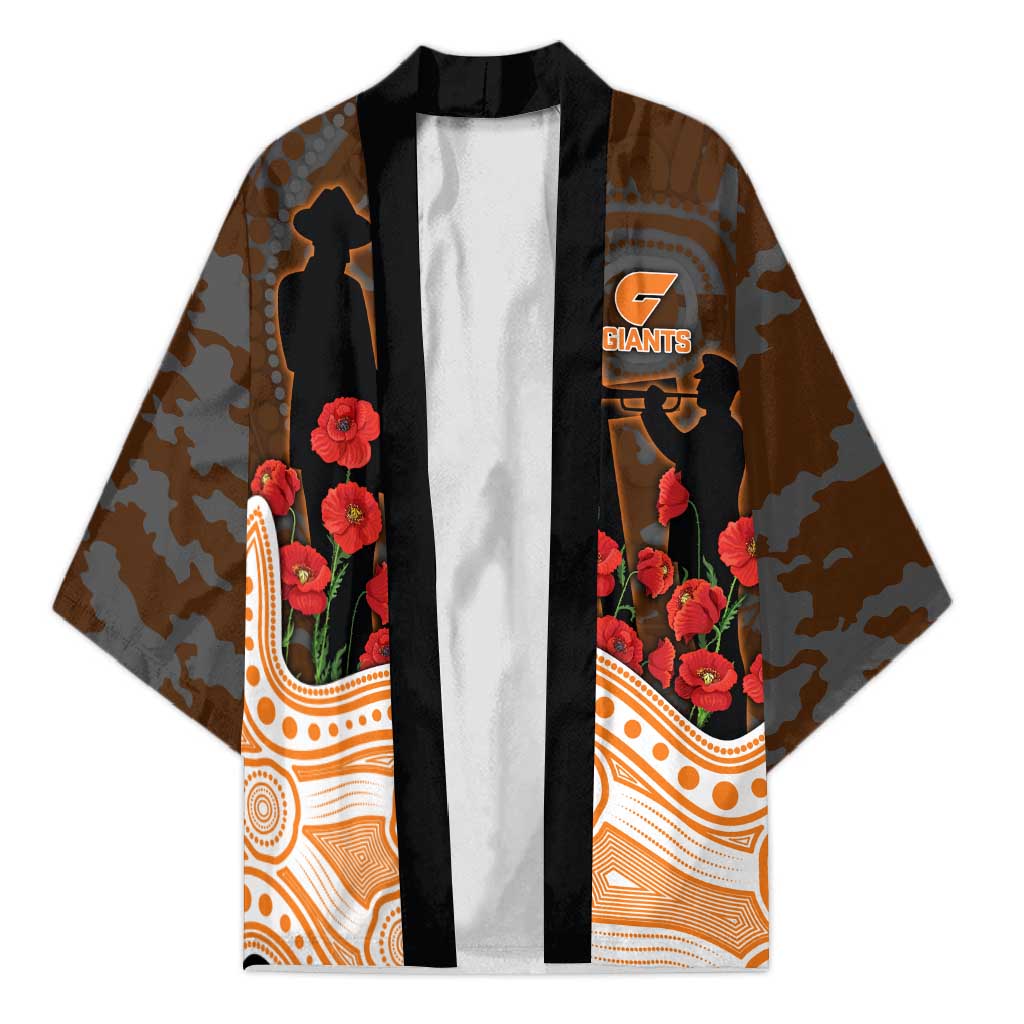 GWS Giants ANZAC Day Kimono Indigenous Dot Art with Poppy Flower Tribute