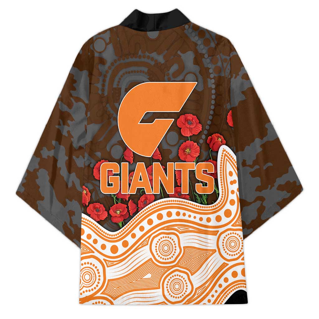 GWS Giants ANZAC Day Kimono Indigenous Dot Art with Poppy Flower Tribute