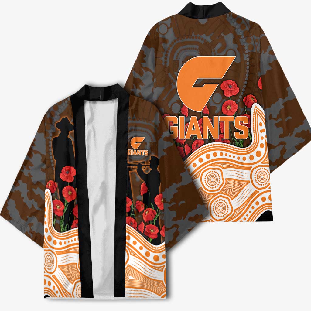 GWS Giants ANZAC Day Kimono Indigenous Dot Art with Poppy Flower Tribute