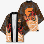 GWS Giants ANZAC Day Kimono Indigenous Dot Art with Poppy Flower Tribute