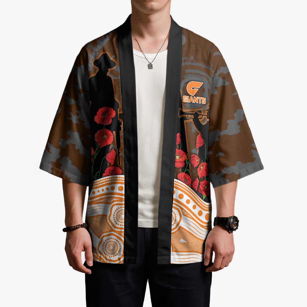 GWS Giants ANZAC Day Kimono Indigenous Dot Art with Poppy Flower Tribute