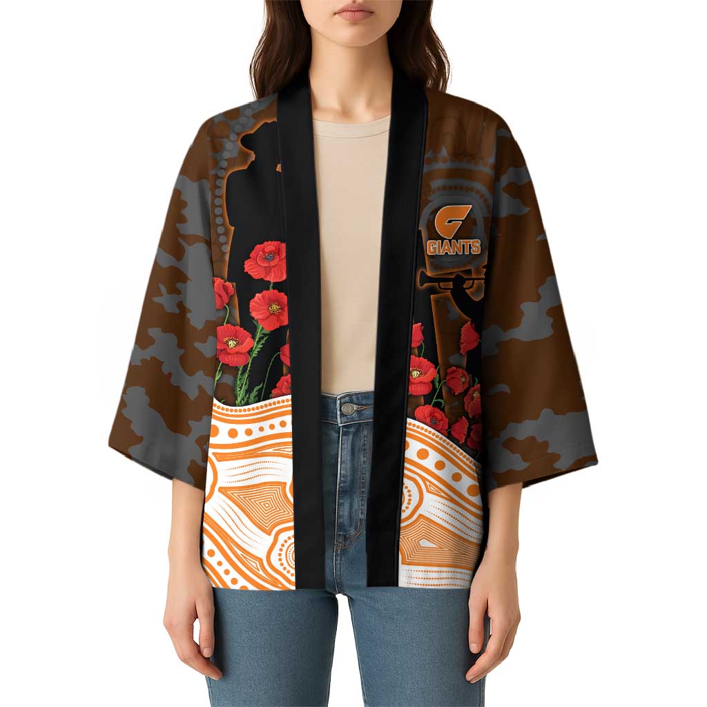 GWS Giants ANZAC Day Kimono Indigenous Dot Art with Poppy Flower Tribute