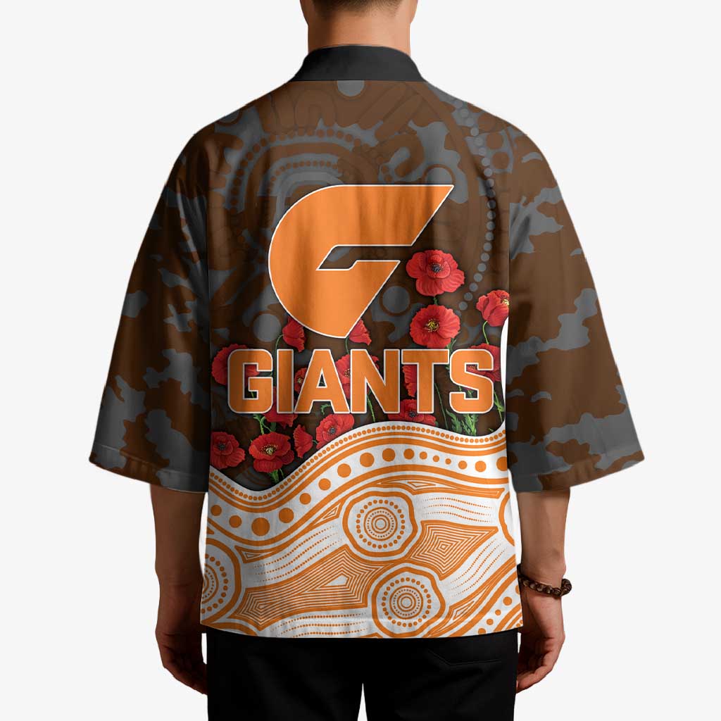 GWS Giants ANZAC Day Kimono Indigenous Dot Art with Poppy Flower Tribute