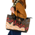 GWS Giants ANZAC Day Leather Tote Bag Indigenous Dot Art with Poppy Flower Tribute