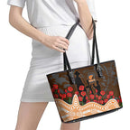 GWS Giants ANZAC Day Leather Tote Bag Indigenous Dot Art with Poppy Flower Tribute