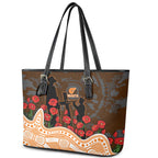 GWS Giants ANZAC Day Leather Tote Bag Indigenous Dot Art with Poppy Flower Tribute