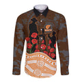 GWS Giants ANZAC Day Long Sleeve Button Shirt Indigenous Dot Art with Poppy Flower Tribute